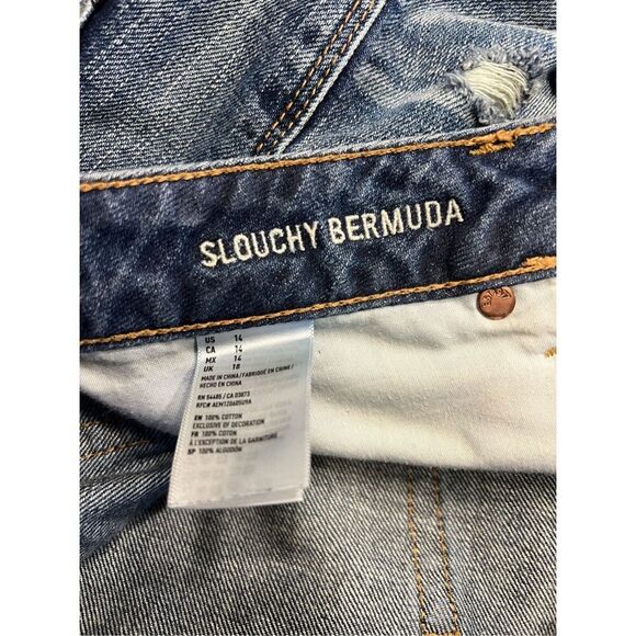 American Eagle women’s 14 slouchy Bermuda shorts button fly distressed - Picture 8 of 8